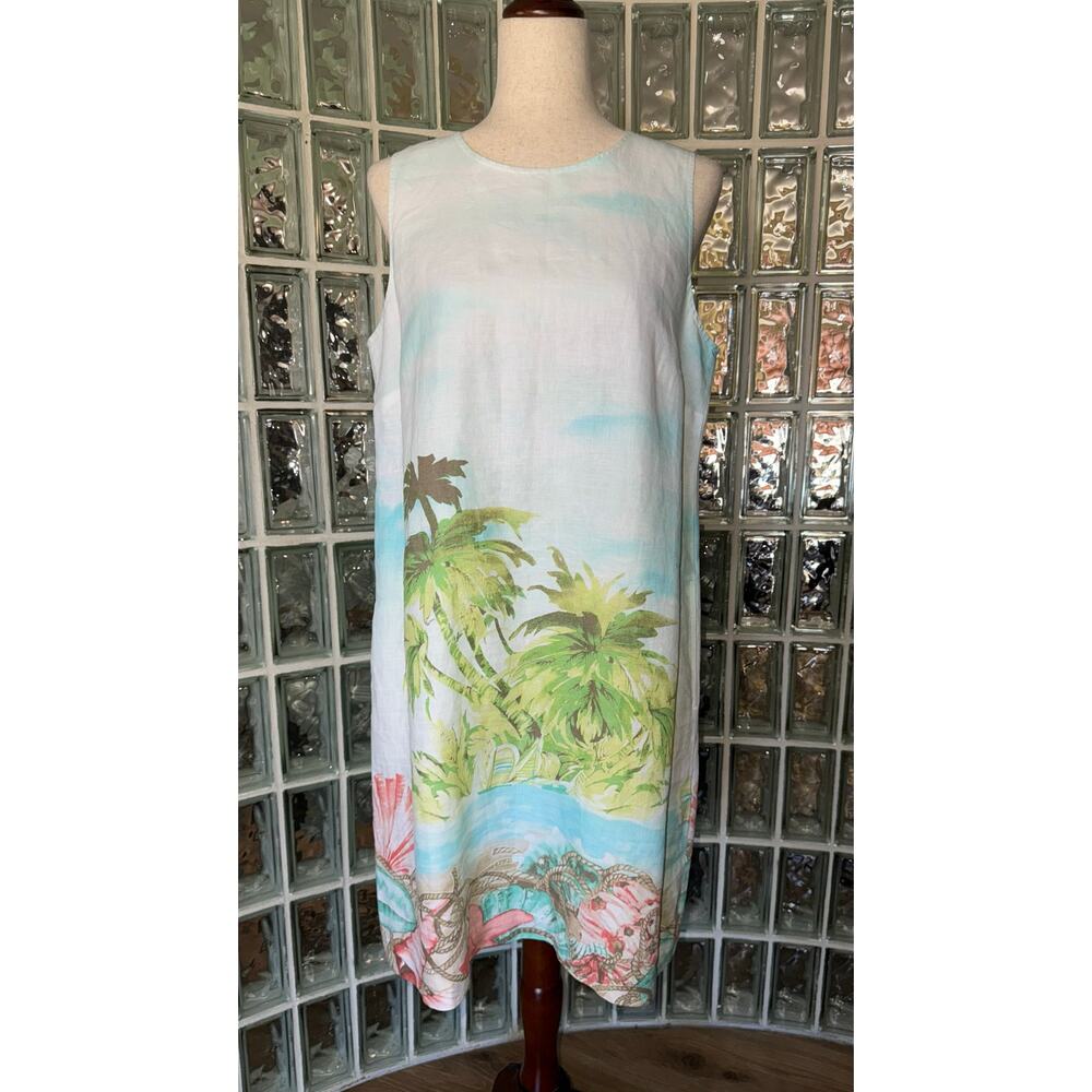 J. Jill Love Linen 100% Linen Sleeveless Shift Dress - Size M - OD
